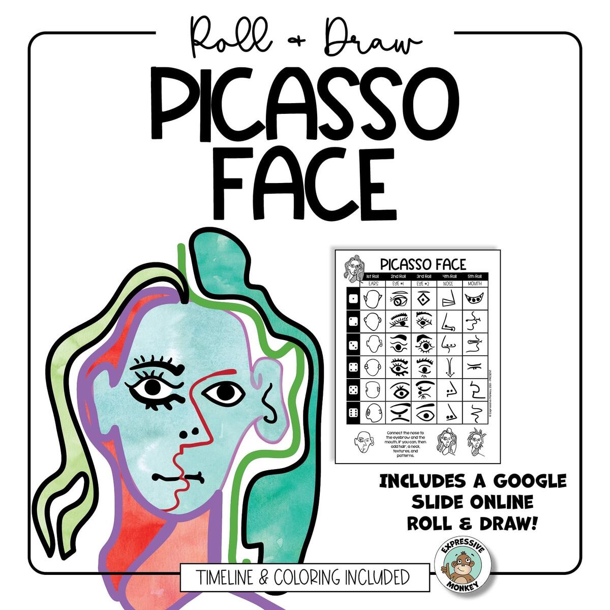 Picasso Face Roll Draw Art Lesson How To Draw Weeping Woman Pablo Picasso By Hello Art Lab TPT