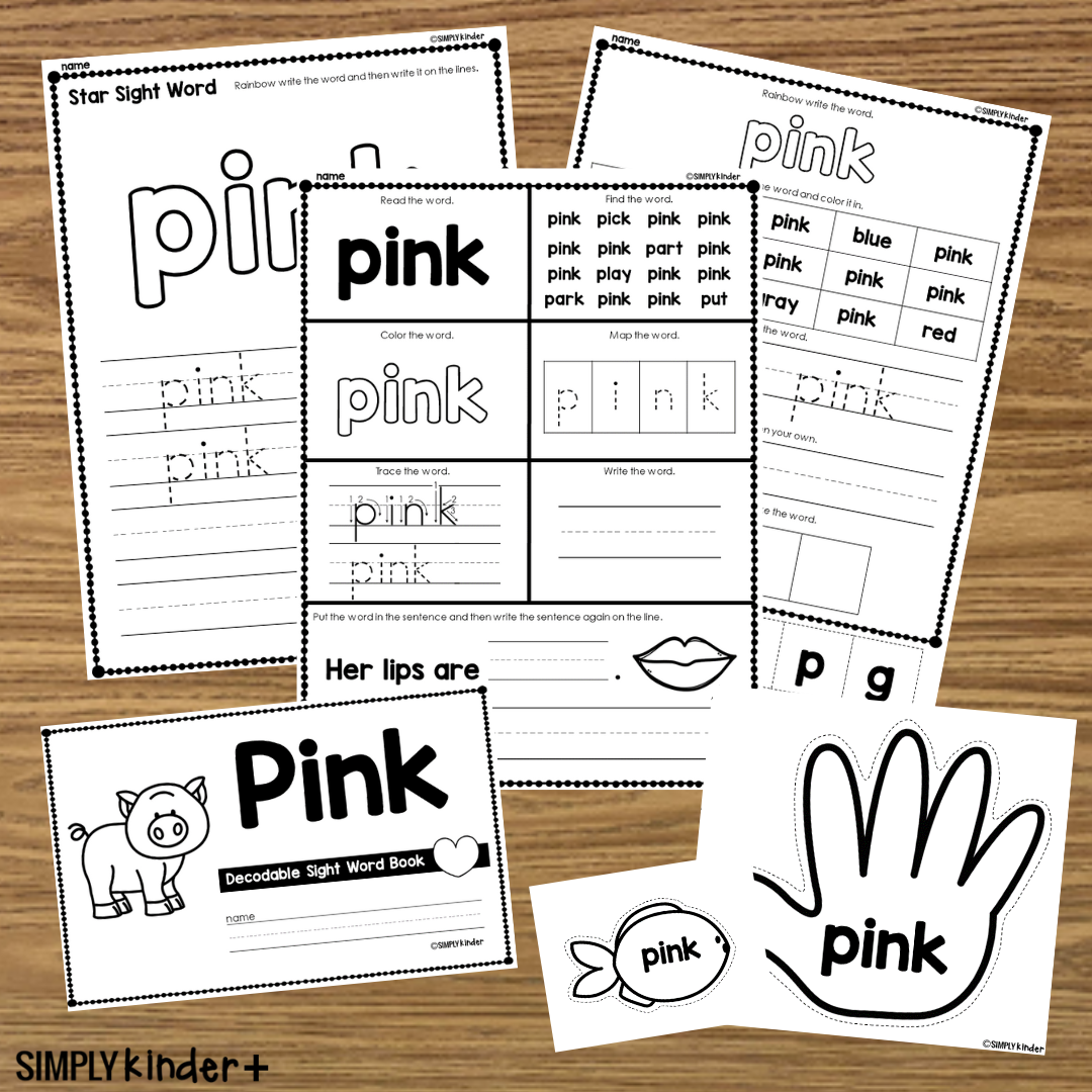 Pink Sight Word Activities Simply Kinder Printable Membership Valentine Color By Number Worksheets Free Printable