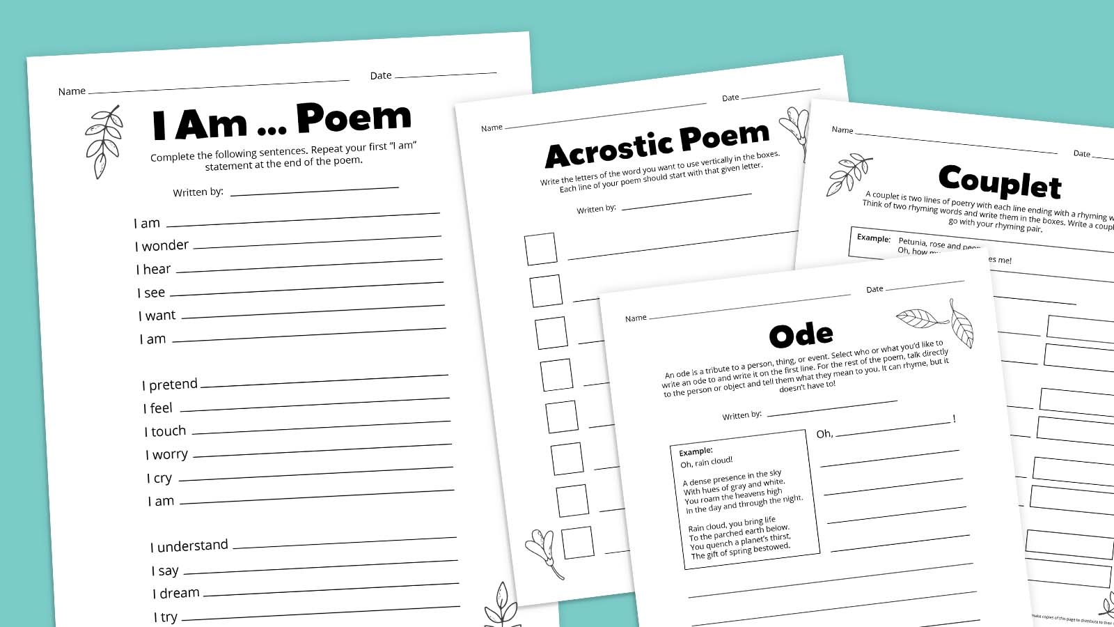 Free Poetry Worksheets Storyboard That Templates