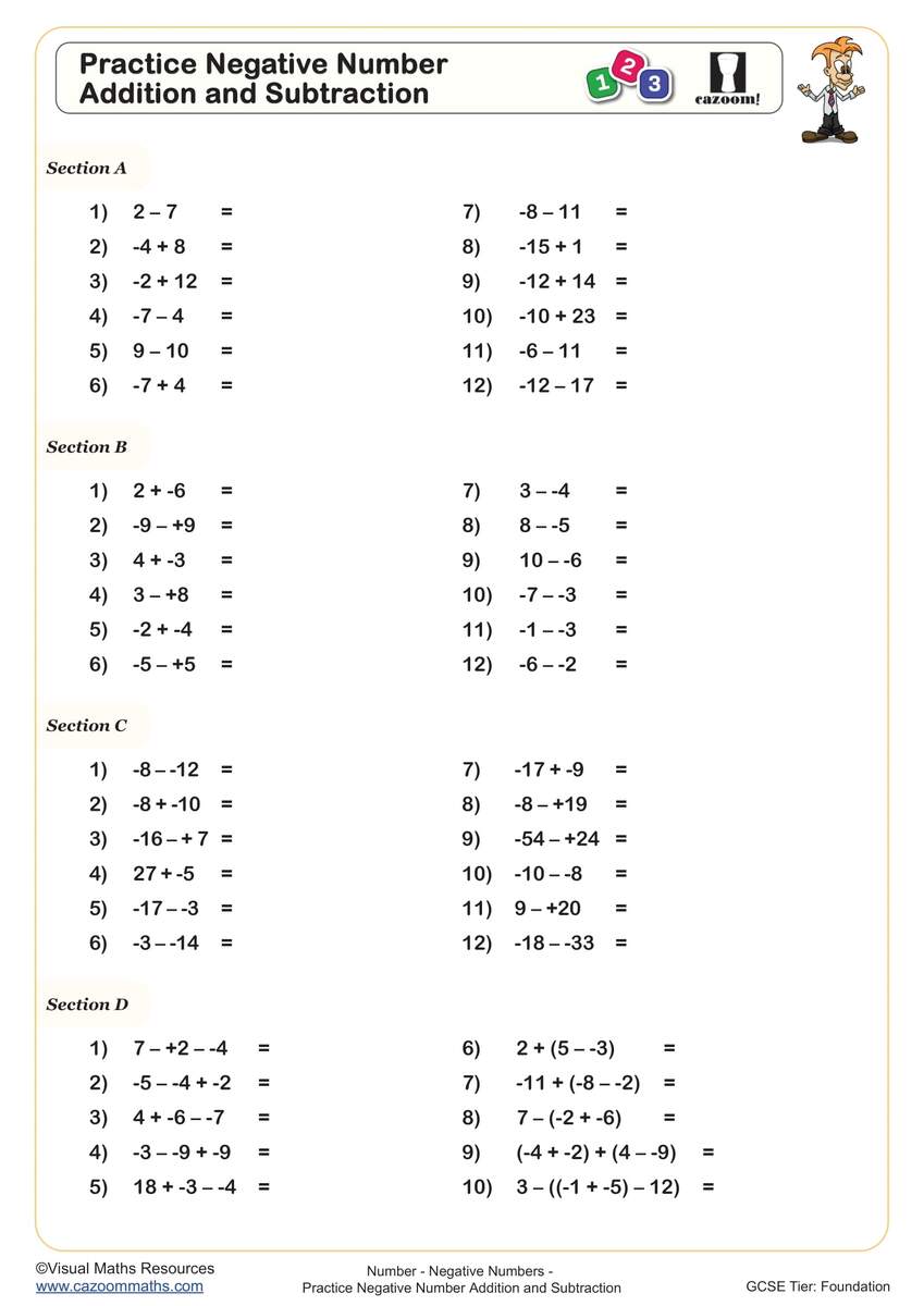 Adding And Subtracting Integers Worksheet For 3 Worksheets Library