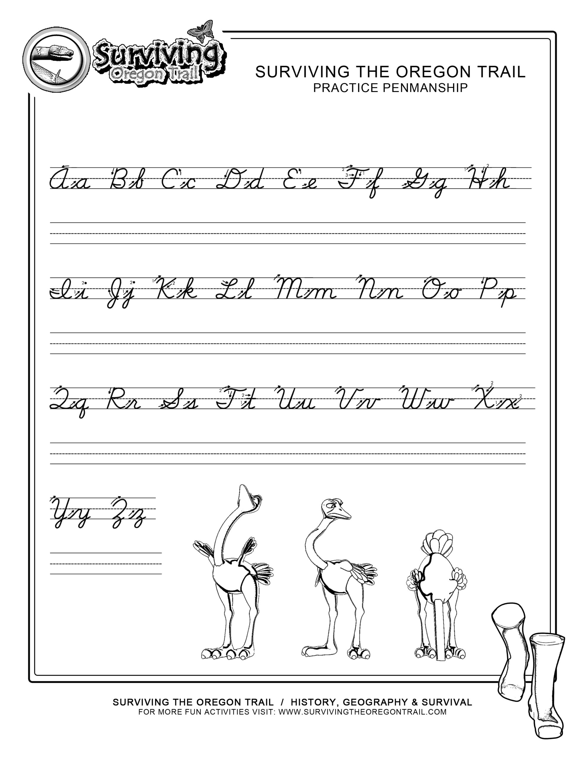 Practice Penmanship Cursive Worksheet Lg Surviving The Oregon Trail Practice Penmanship Cursive Worksheet Lg Surviving The Oregon Trail