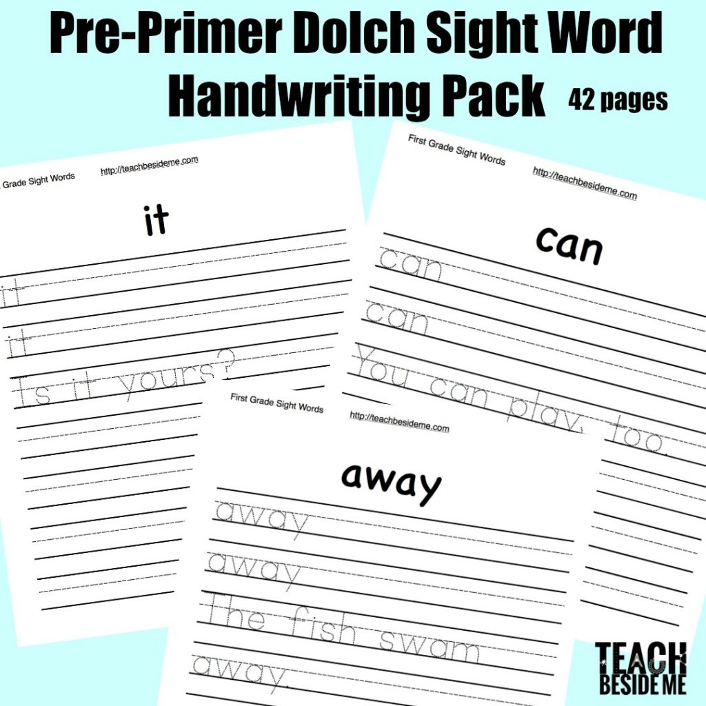 Pre Primer Dolch Sight Word Handwriting Teach Beside Me Pre Primer Dolch Sight Word Handwriting Teach Beside Me