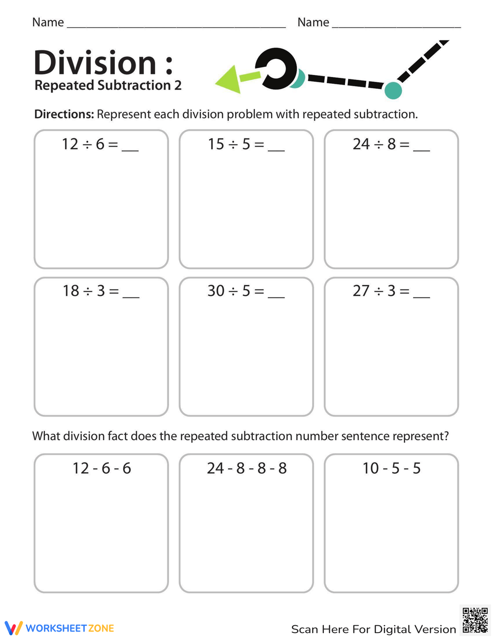 Printable 3rd Grade Division As Repeated Subtraction Worksheets