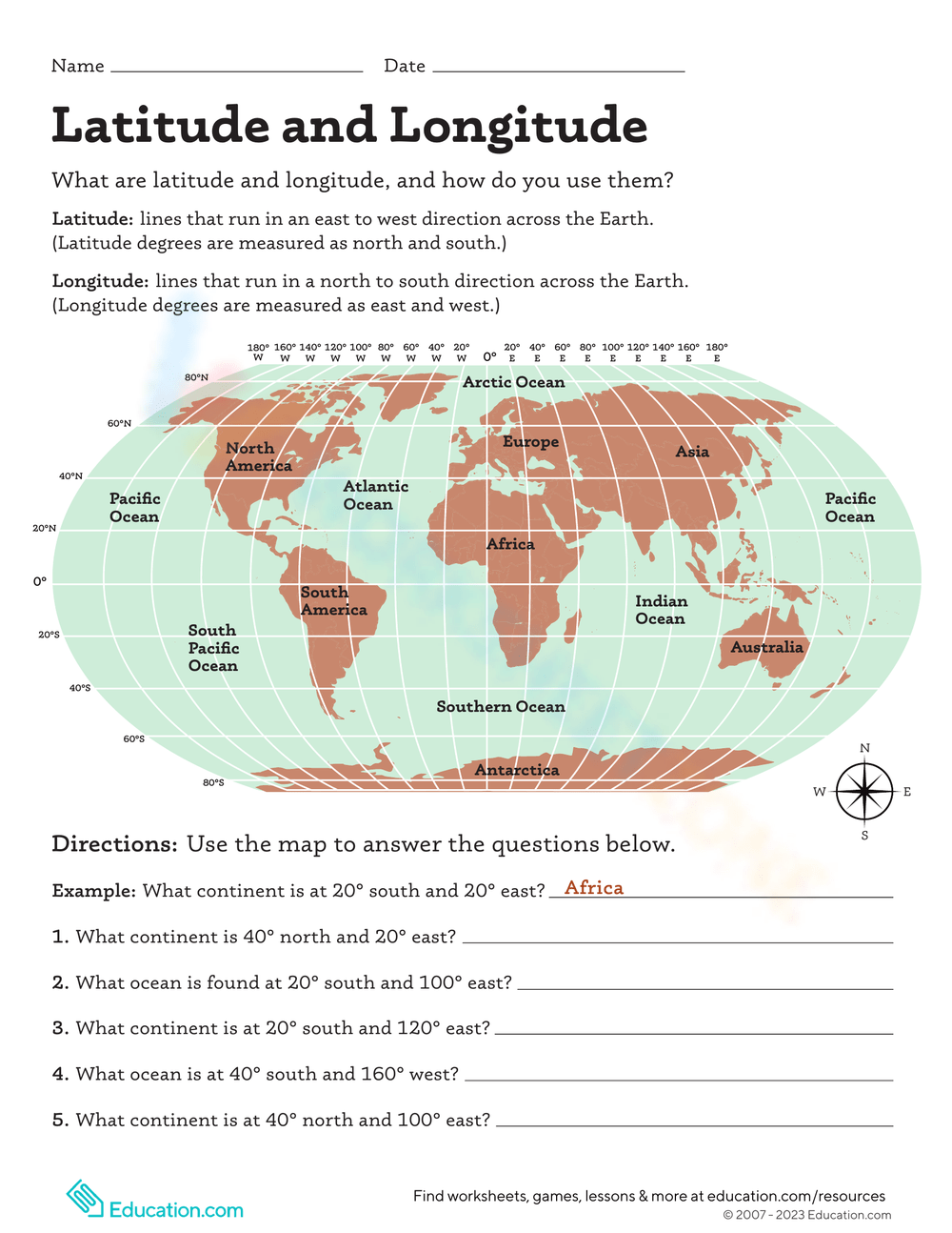 Printable 4th Grade Latitude And Longitude Worksheets Printable 4th Grade Latitude And Longitude Worksheets