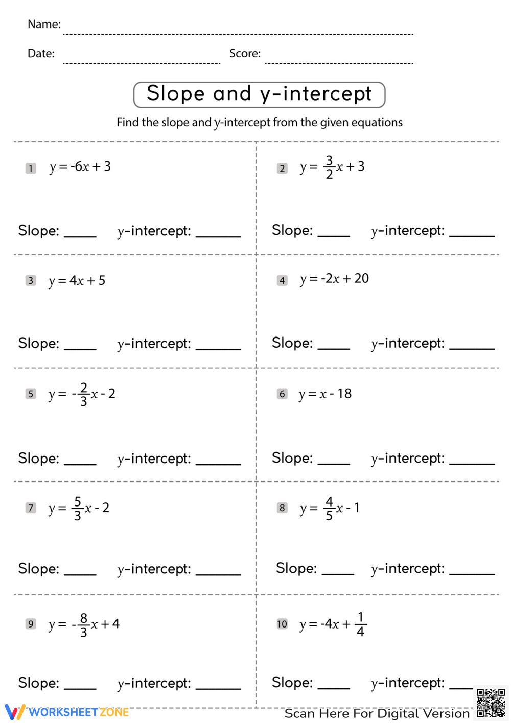 Printable 6th Grade Slope Intercept Form Worksheets Download Printable 6th Grade Slope Intercept Form Worksheets Download