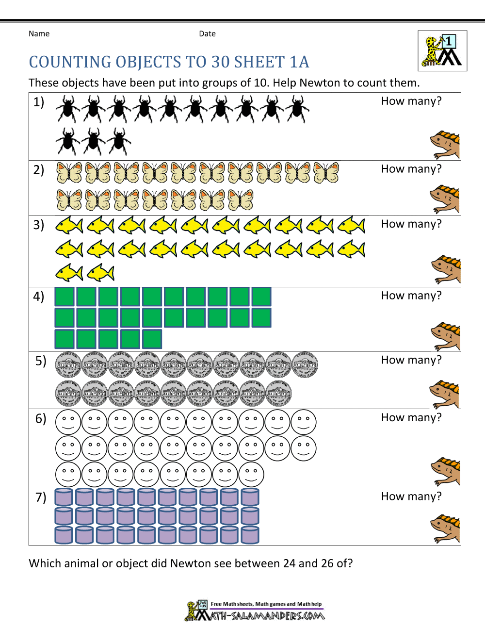Printable Counting Worksheet Counting Up To 50 Free Missing Numbers 1 30 Worksheet