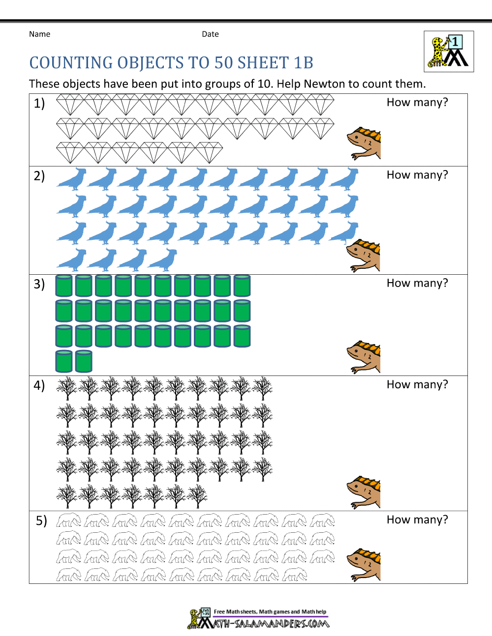 Printable Counting Worksheet Counting Up To 50 Printable Counting Worksheet Counting Up To 50