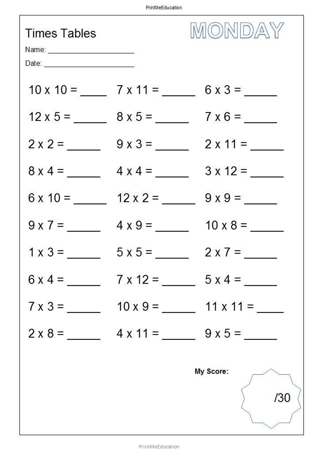 Grade 4 Multiplication Worksheets