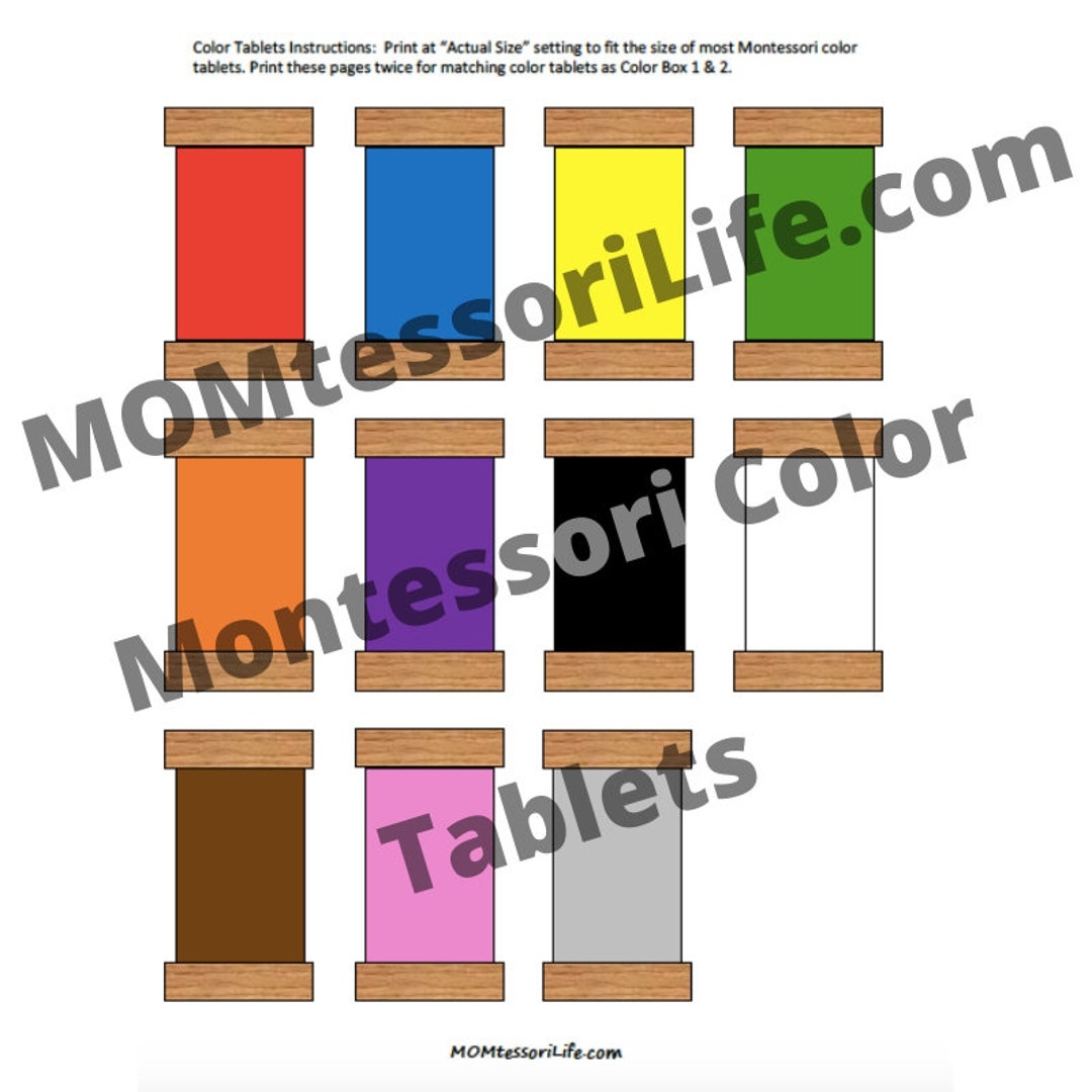 Printable Montessori Color Tablets Color Box 1 2 And 3 Etsy Montessori Color Tablets Printable Color Grading Color Box 3 Homeschool Resource Preschool Activity INSTANT DOWNLOAD Etsy