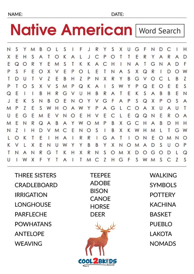 Printable Native American Word Search Cool2bKids Printable Native American Word Search Cool2bKids