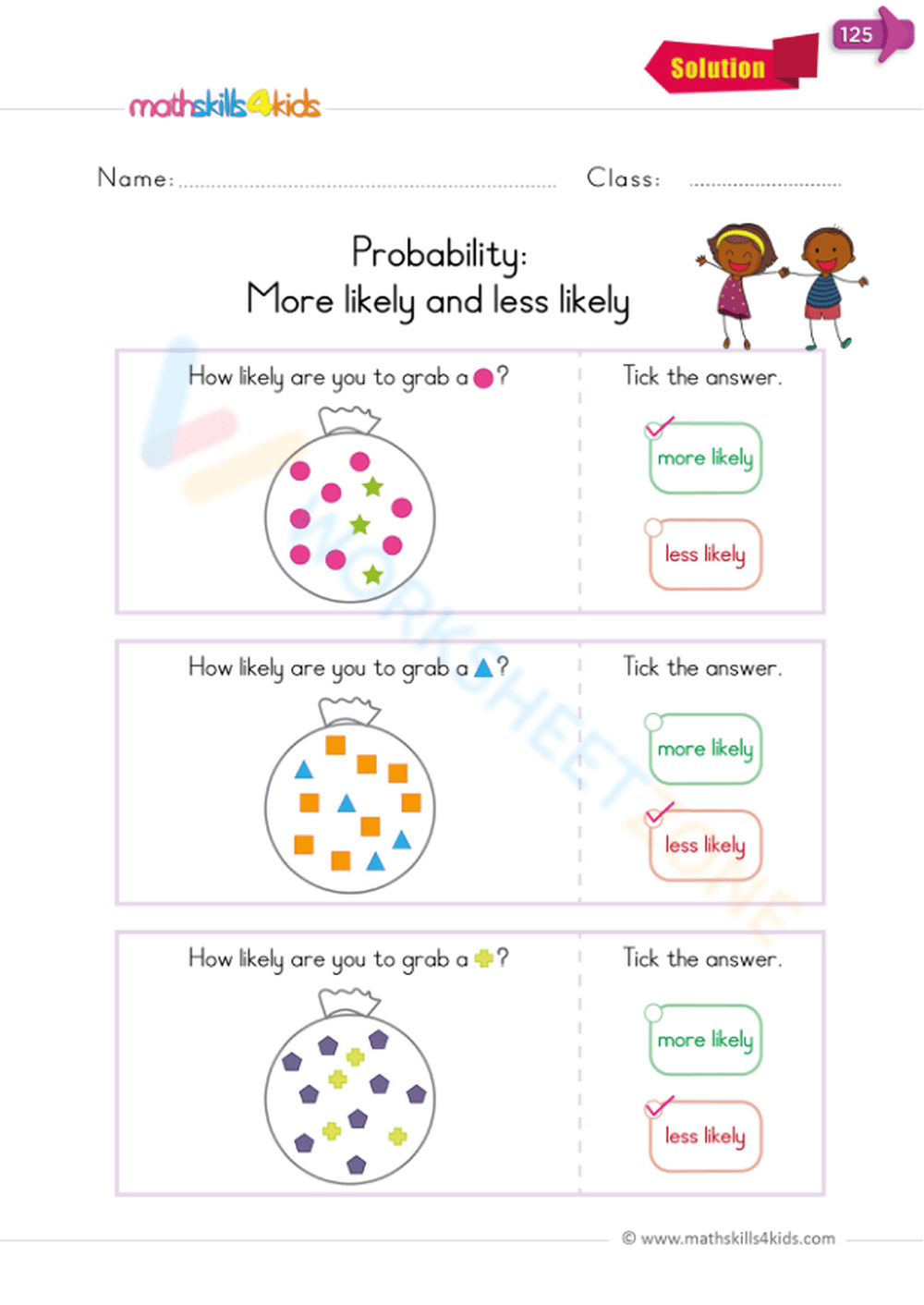 Printable Probability Multiple Choices Worksheets