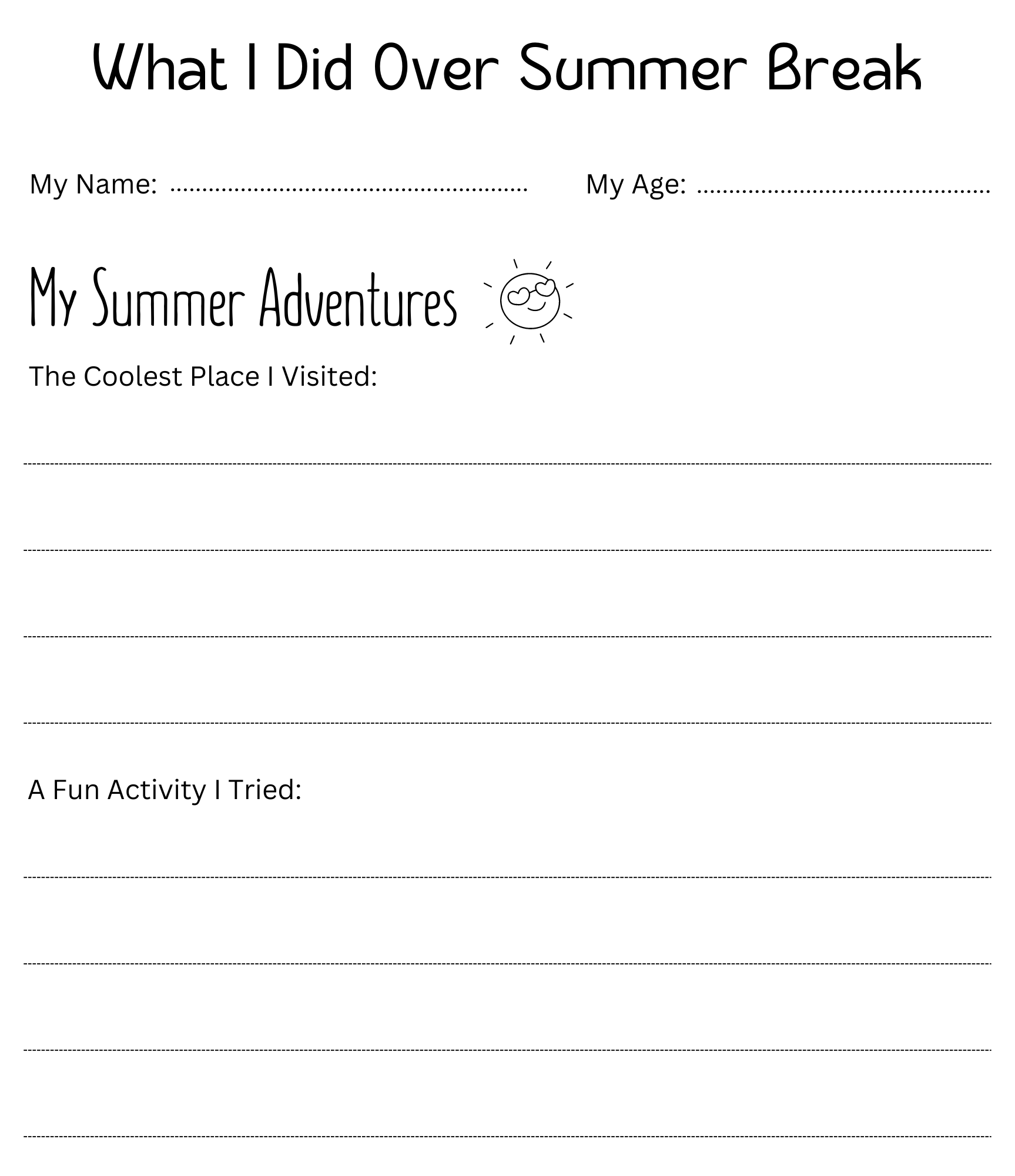 Printable What Did You Do This Summer Worksheet What I Did Over Summer Break Made By Teachers