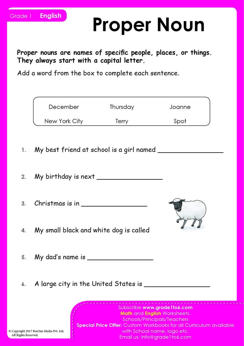 Proper Nouns Grammar Worksheets Proper Nouns Grammar Worksheets