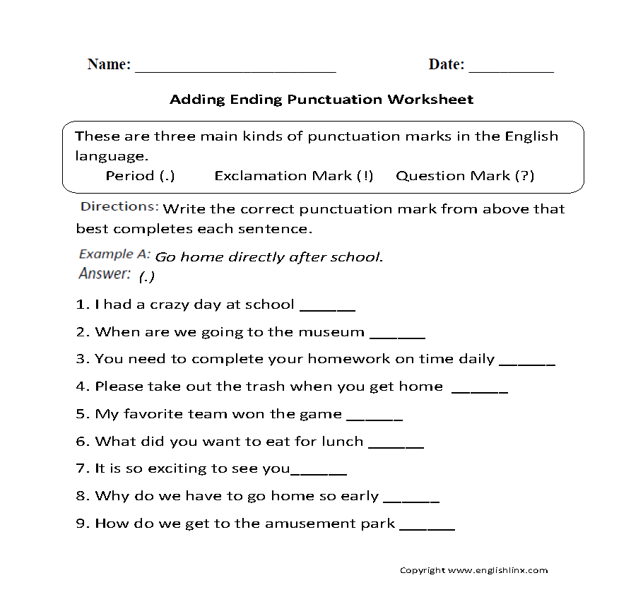 Punctuation Worksheets Free Printable Practice For Grades K 12 Punctuation Worksheets Free Printable Practice For Grades K 12