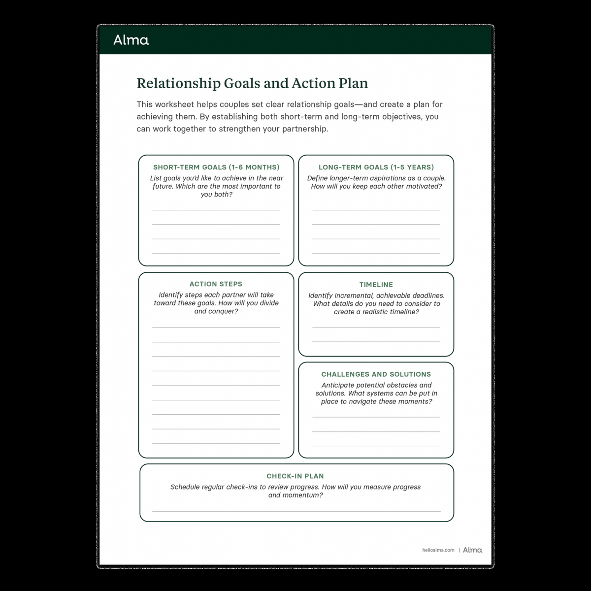 Relationship Goals And Action Plan Worksheet For Couples Alma Relationship Goals And Action Plan Worksheet For Couples Alma