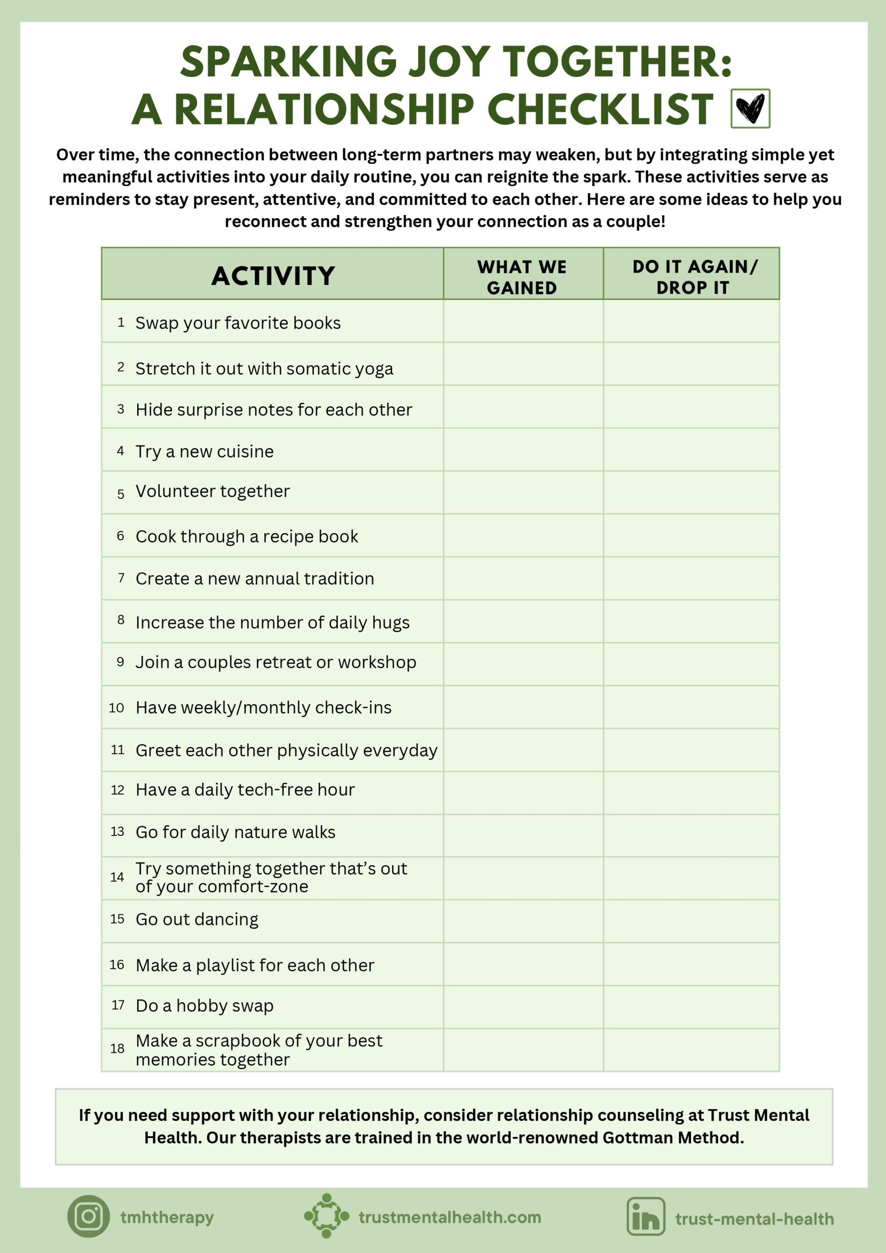 Relationship Therapy Worksheets CBT Worksheets Trust Mental Health Relationship Goals And Action Plan Worksheet For Couples Alma