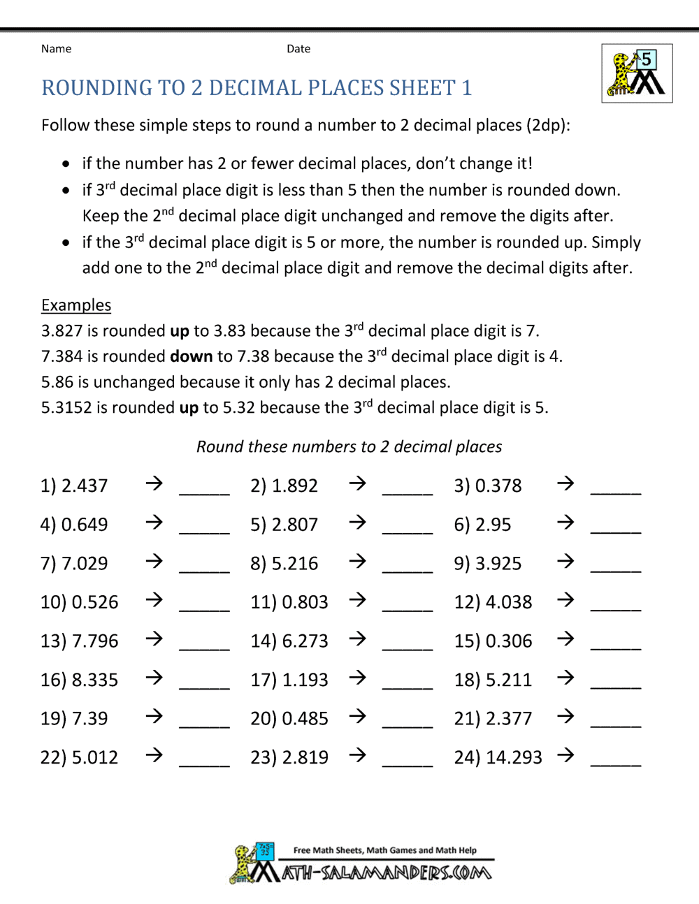 Rounding Decimal Worksheets Superstar Worksheets