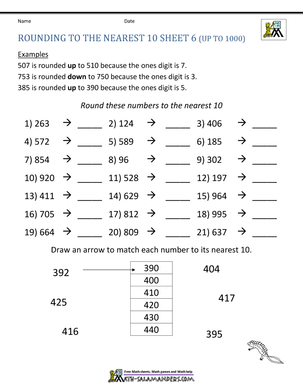 Rounding To The Nearest 10 Worksheets Rounding To Nearest 10 Math Worksheet Grades 1 3 PDF Etsy