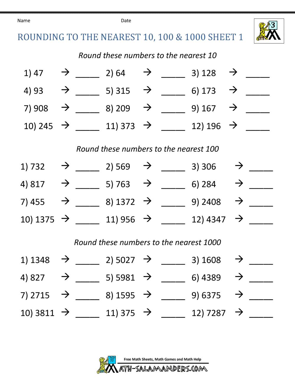4th Grade Fractions And Parts Of A Whole Rounding Numbers Worksheets For Free ArgoPrep