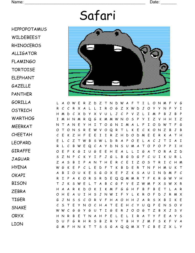 Safari Word Search WordMint Safari Word Search WordMint