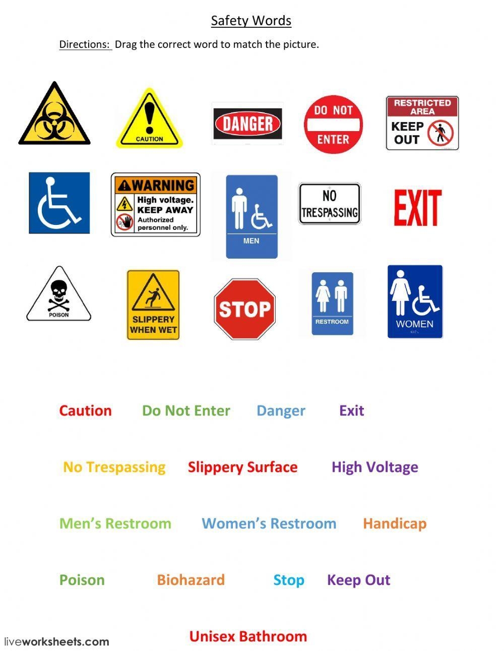 Safety Signs Gbenetatos Worksheets Library Safety Signs Gbenetatos Worksheets Library