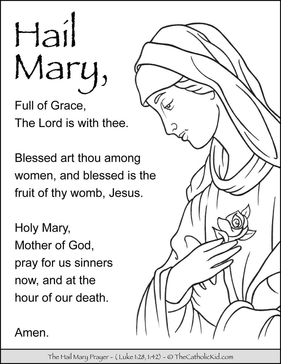 Saint Mary Coloring Pages Download Pack TheCatholicKid Hail Mary Prayer Lesson Made By Teachers