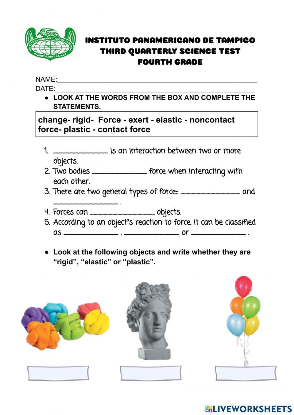 Science Exam 4th Grade Interactive Worksheet Worksheets Library
