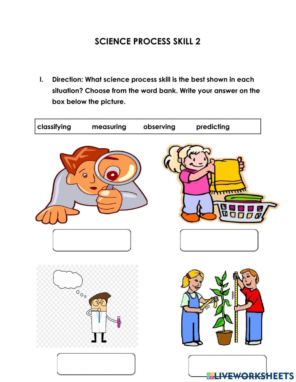 SCIENCE PROCESS SKILL 2 Worksheet Worksheets Library Science Process Skills 1 Year 3 Worksheet Worksheets Library
