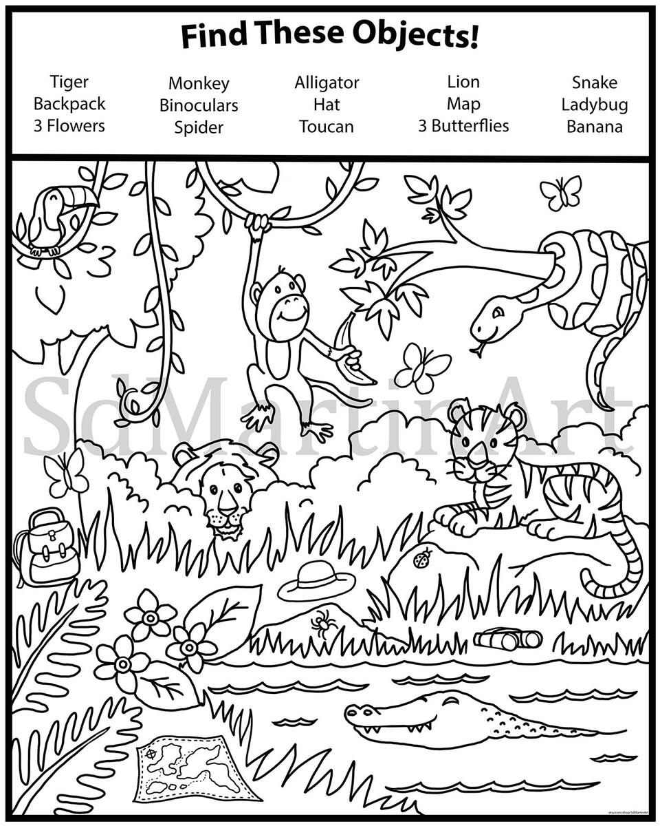 Seek And Find Printable Coloring Activity Page For Kids Teens And Adults Jungle Instant Download Pdf Etsy Ireland Seek And Find Printable Coloring Activity Page For Kids Teens And Adults Jungle Instant Download Pdf Etsy Ireland