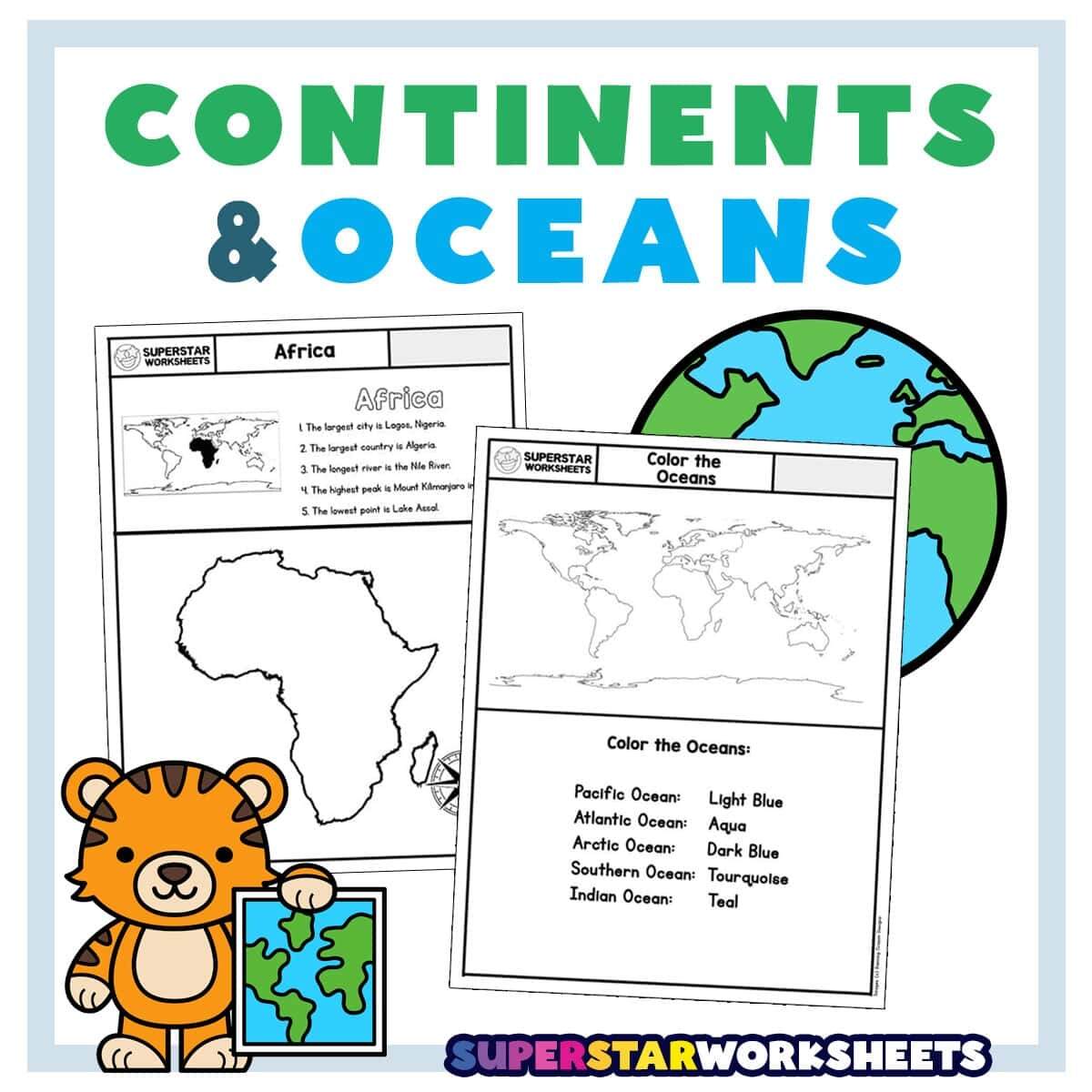 Seven Continents Oceans Worksheets Free Printables Superstar Worksheets FREE 7 Continents And Oceans Worksheet