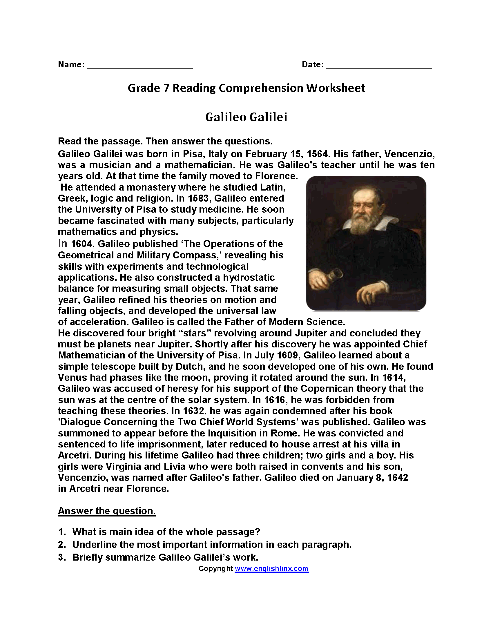 Seventh Grade Reading Worksheets Vocabulary Fluency Practice 16 Comprehension Reading English Worksheets Free PDF At Worksheets Library
