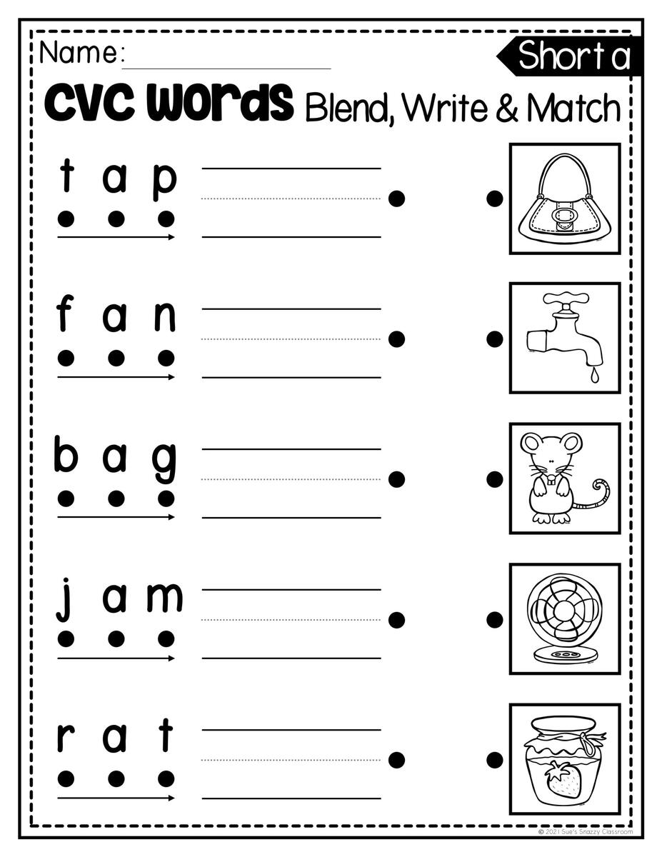 Free CVC Worksheet Kindergarten Downloadable Worksheets