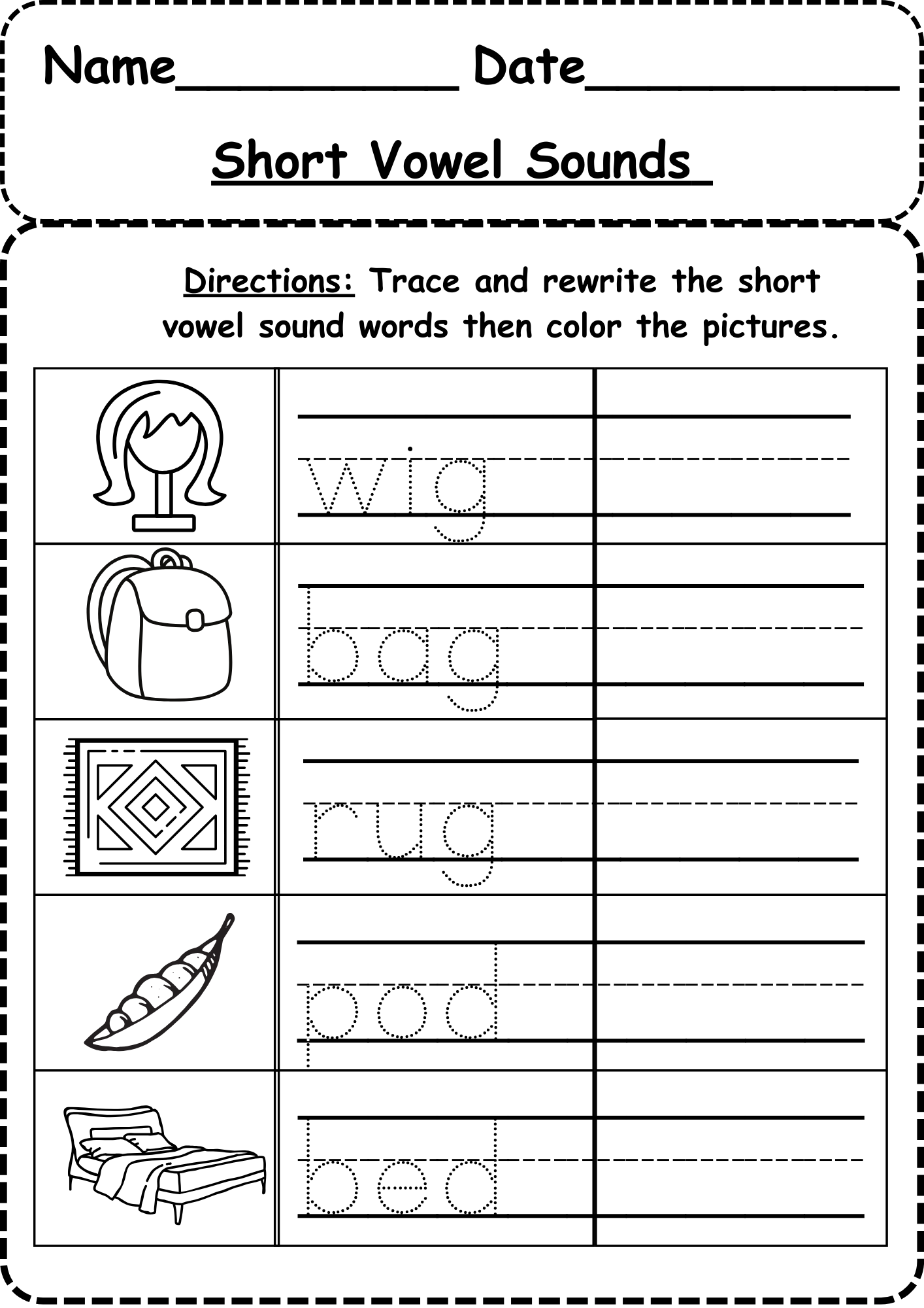 Short Vowel Sounds Worksheet Free Short Vowel I Mini Coloring Book CVC Words 1 Ezpzphonics