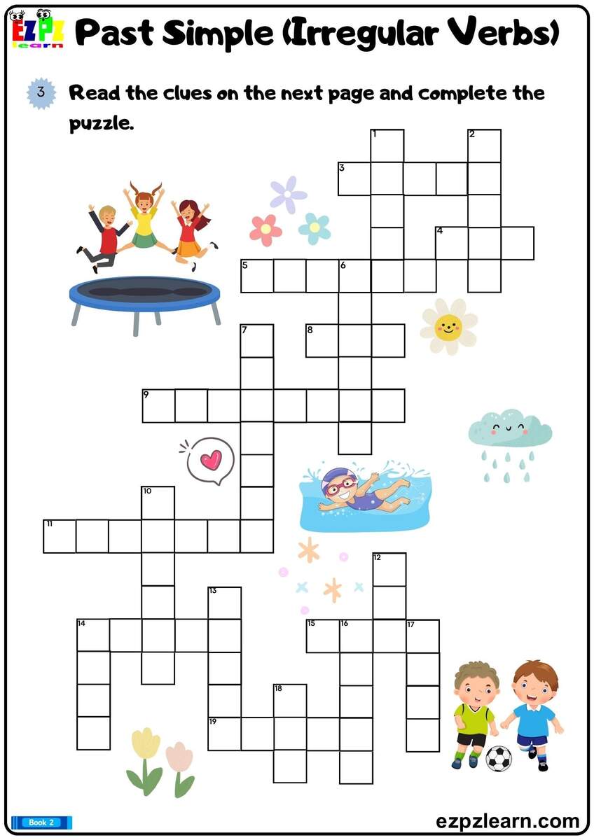 Simple Past Irregular Verbs Crossword Printable PDF Worksheet Ezpzlearn Past Tense Of Irregular Verbs Activities Worksheets For Grade 1 Made By Teachers