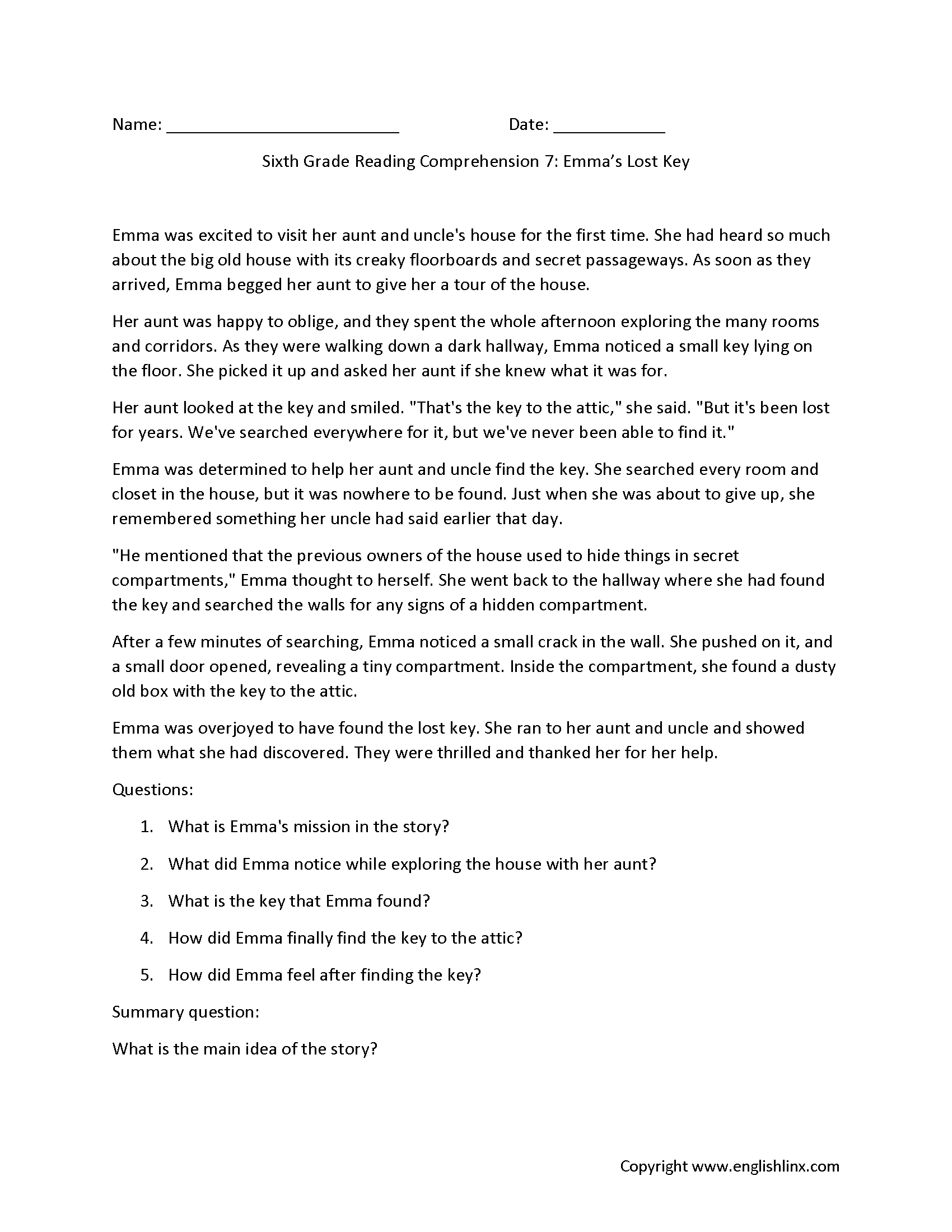 Sixth Grade Reading Comprehension Worksheets Free Printable 6th Grade Reading Passages The Best Reading Comprehension Worksheets For Boosting Skills From Kindergarten To 6th Grade The Teach Simple Blog