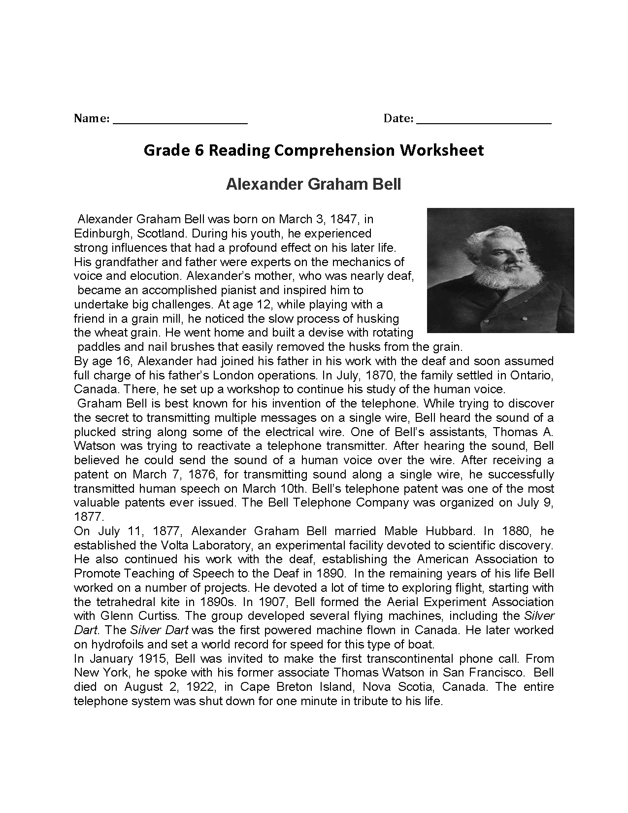 Sixth Grade Reading Worksheets Vocabulary Fluency Practice PDF Sixth Grade Reading Worksheets Vocabulary Fluency Practice PDF