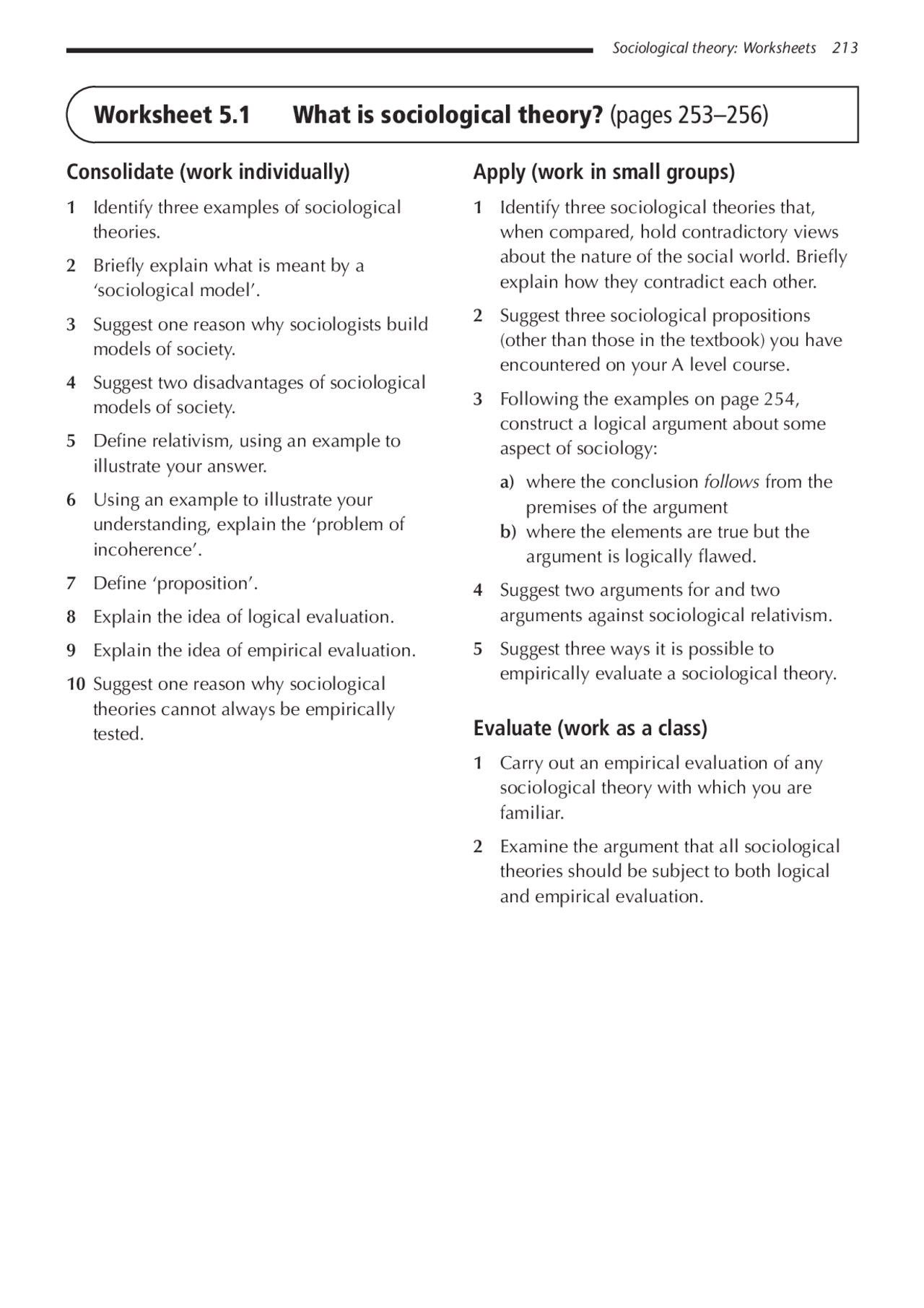 Social Work Theory Chart