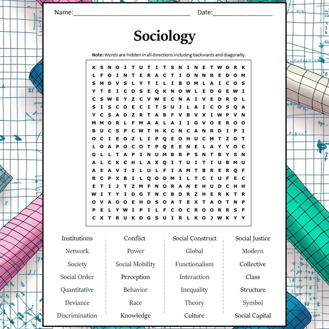 Sociology Word Search Puzzle Worksheet Activity PDF PrintableBazaar Worksheets Library