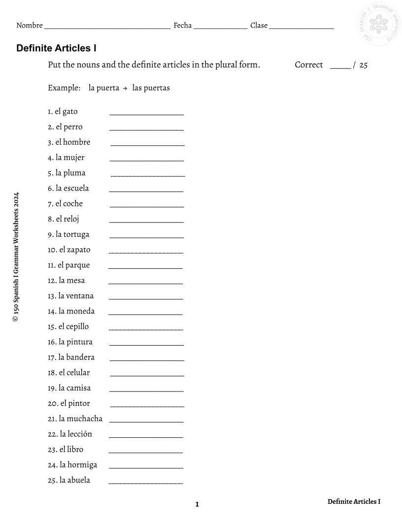 Spanish Definite And Indefinite Articles Practice Worksheet Bundle 4 Pages Etsy Definite And Indefinite Articles In Spanish El La Los Las Un Una Unos Made By Teachers