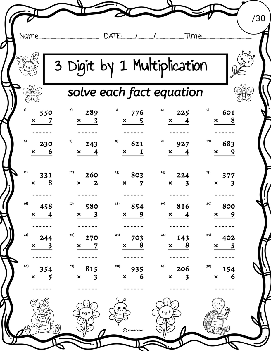 Spring 3 Digit By 1 Digit Multiplication Division Missing Numbers Worksheets Made By Teachers