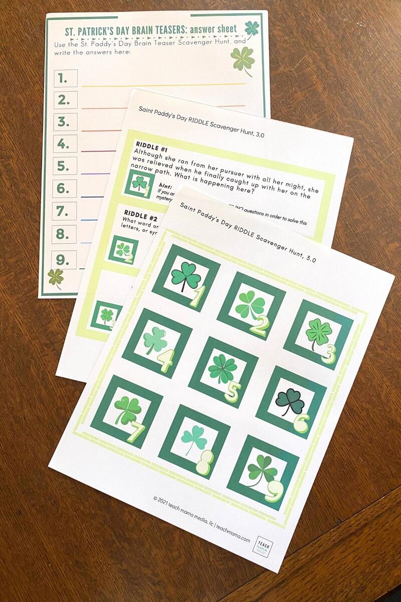 St Patrick S Day Brain Teaser Scavenger Hunt St Patrick S Day Brain Teaser Scavenger Hunt