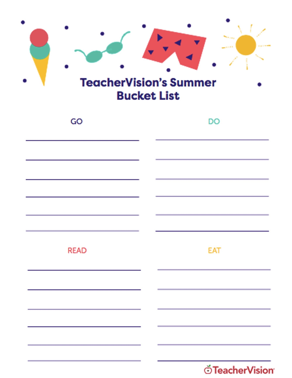 Summer Bucket List Worksheet Planner For Teachers TeacherVision Summer Bucket List Worksheet Planner For Teachers TeacherVision
