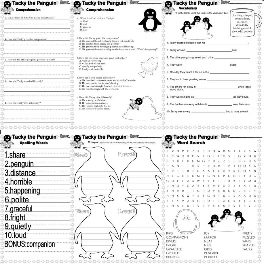 Tacky The Penguin Winter Book Study Companion Reading Comprehension Literacy Worksheets Set Classful Tacky The Penguin Winter Book Study Companion Reading Comprehension Literacy Worksheets Set Classful