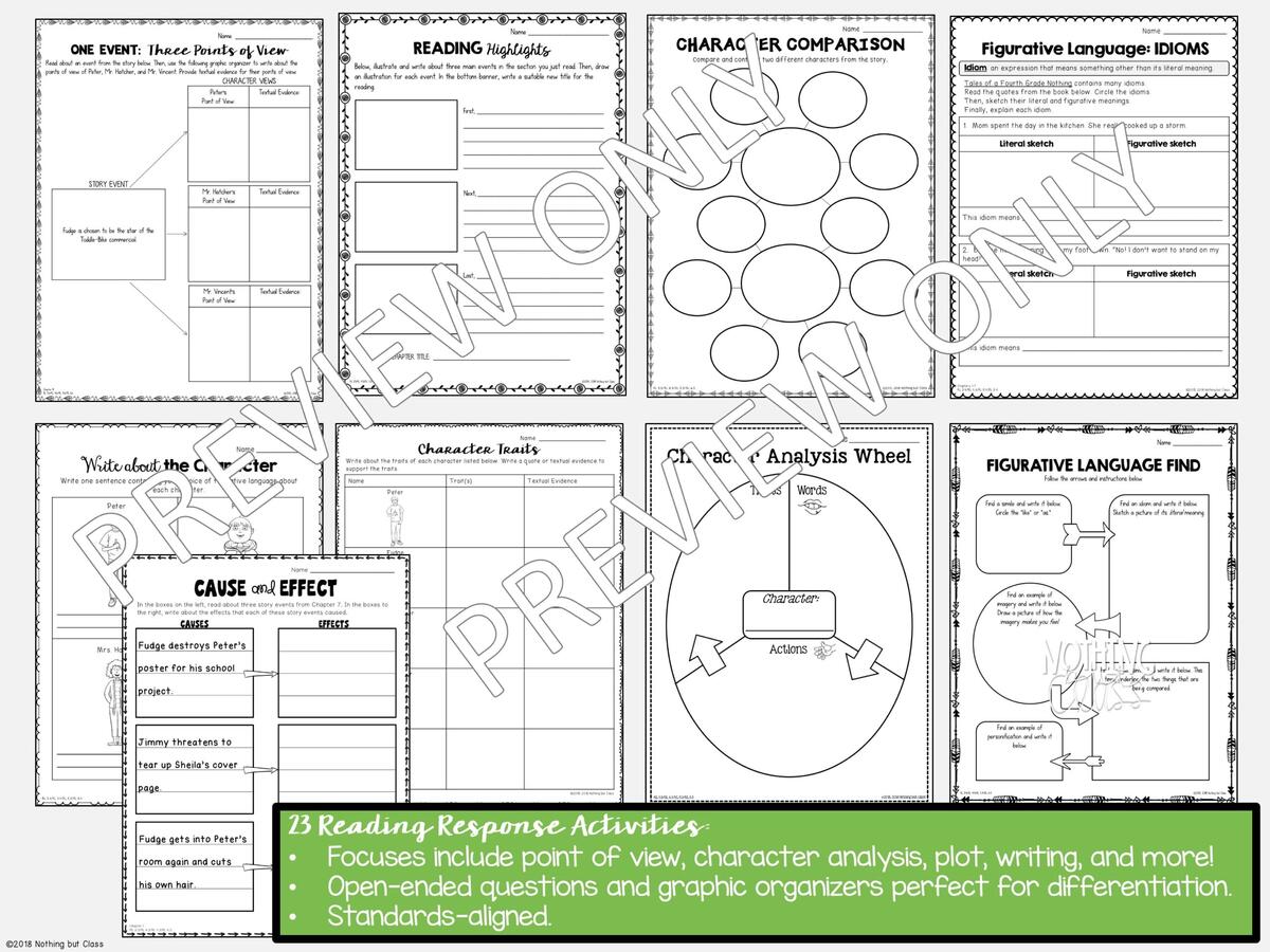Tales Of A Fourth Grade Nothing Novel Study Comprehension And Vocabulary With Activities And Tests Made By Teachers Tales Of A Fourth Grade Nothing Novel Study Comprehension And Vocabulary With Activities And Tests Made By Teachers