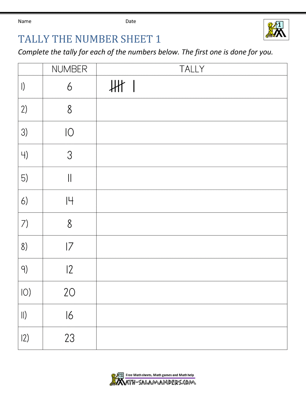 Tally Chart Worksheets Tally Chart Worksheets