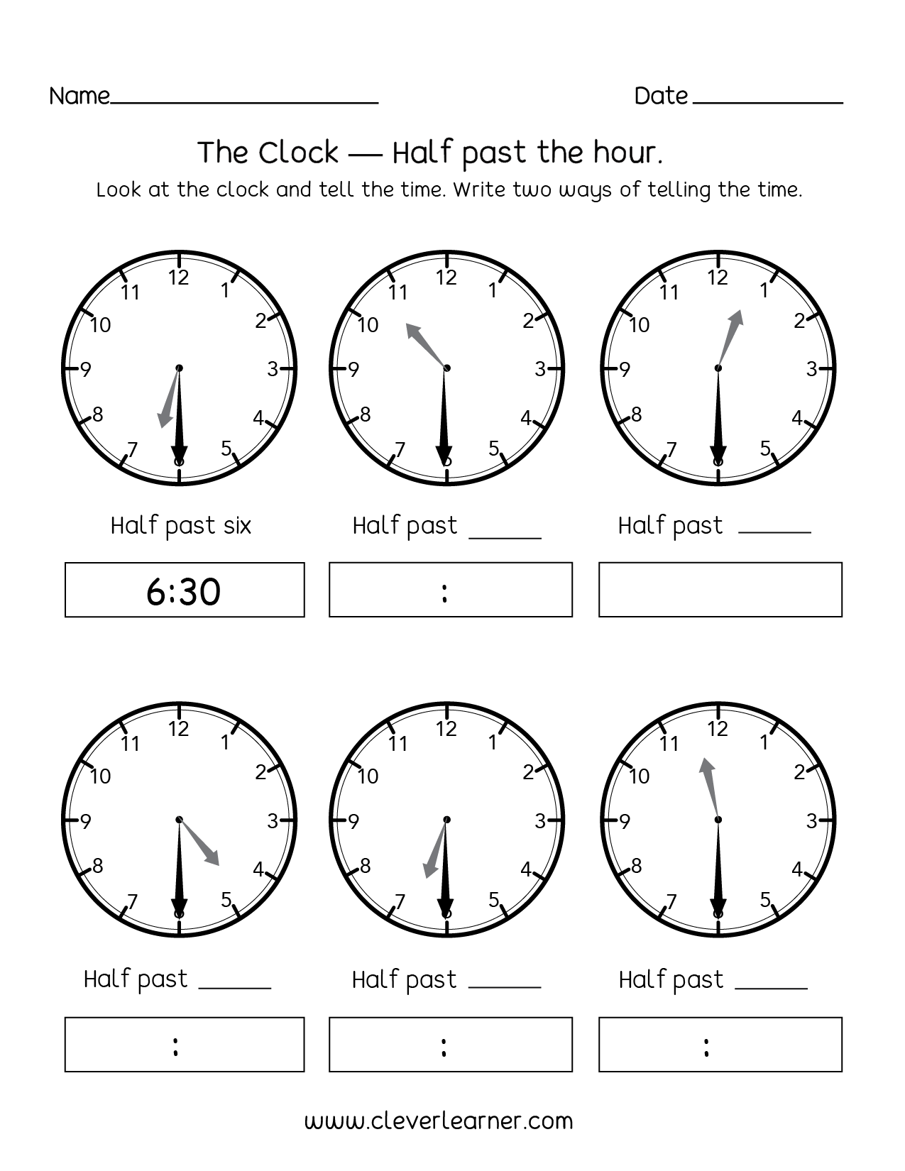 Telling Time Half Past The Hour Worksheets For 1st And 2nd Graders Telling Time Half Past The Hour Worksheets For 1st And 2nd Graders