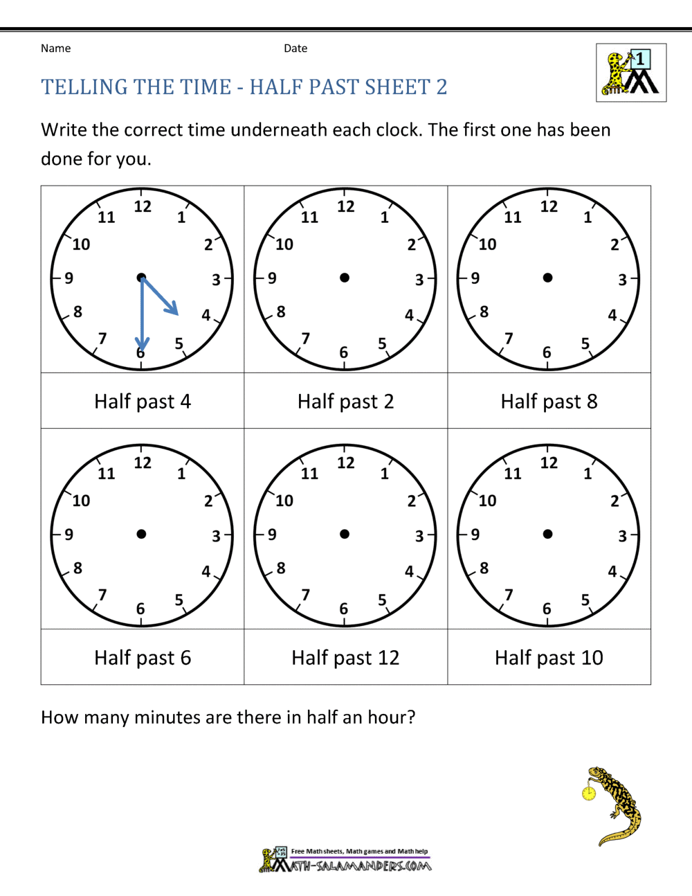 Telling Time Worksheets O Clock And Half Past Telling Time Worksheets O Clock And Half Past