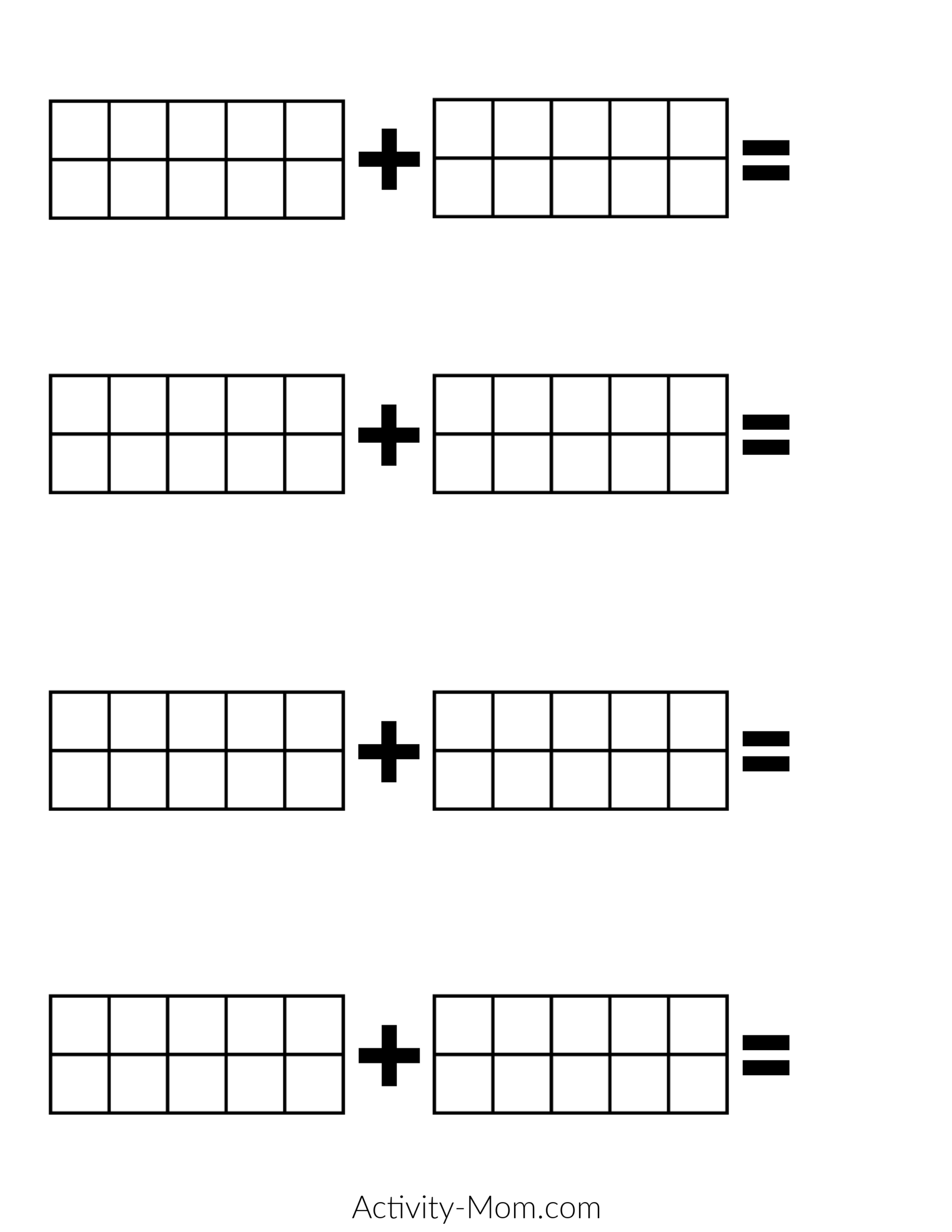 Ten Frame Addition Worksheets Free Printable The Activity Mom Ten Frame Addition Worksheets Free Printable The Activity Mom