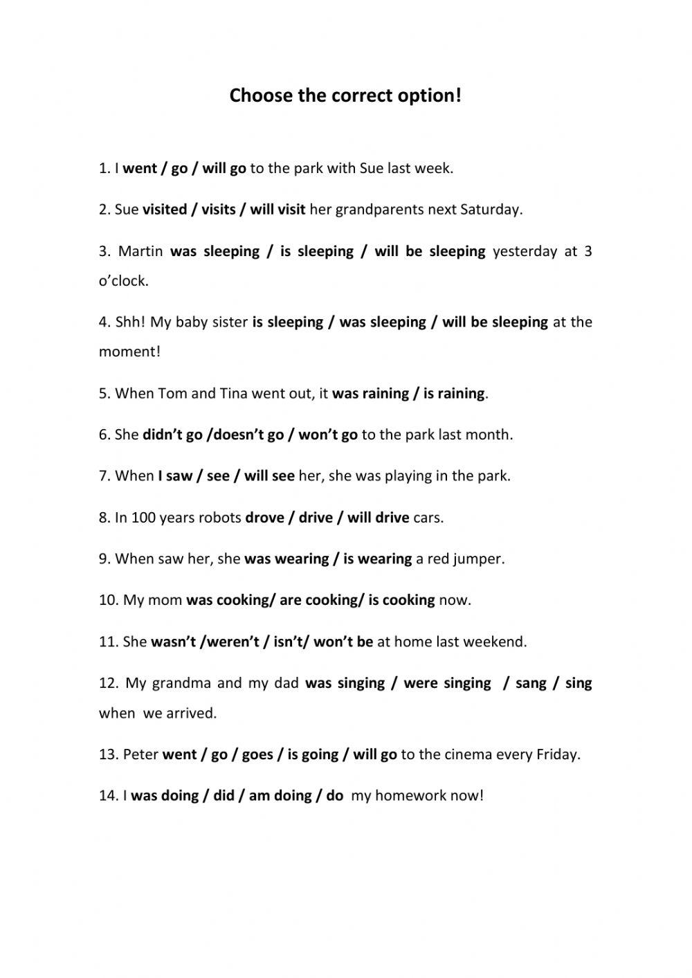 Tenses Activity For Grade 4 Worksheets Library