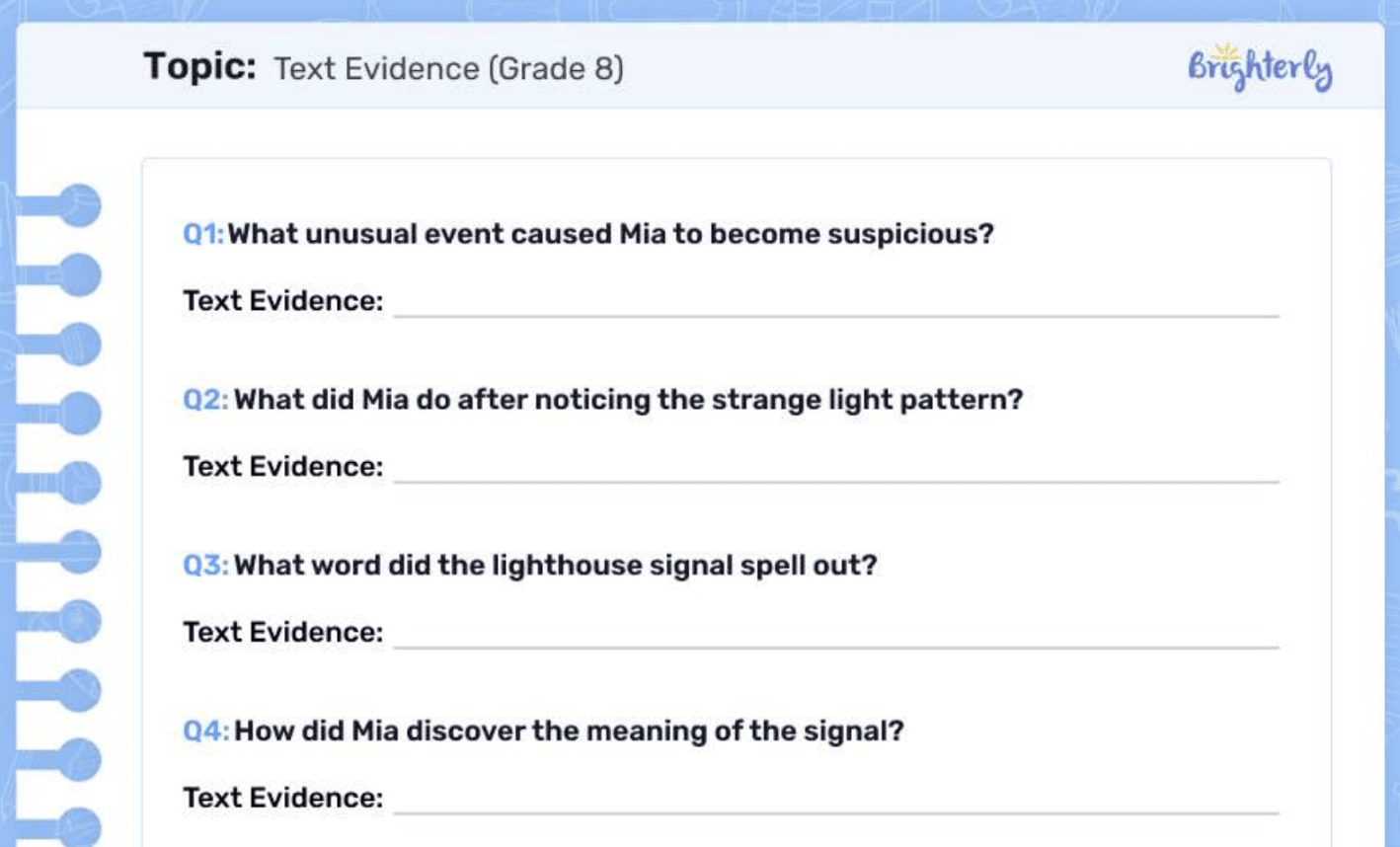Text Evidence Worksheet PDFs Brighterly Text Evidence Worksheet PDFs Brighterly